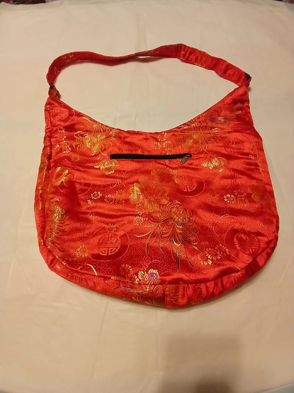 GaojixiFu Red And Gold Japanese Inspired Satin Women's Hobo Bag